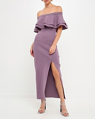 Cocktail & Party Endless Rose Off The Shoulder Ruffle Maxi Dress Purple Women's M