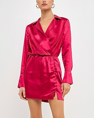 Cocktail & Party Endless Rose Shoulder Pad Satin Mini Dress Pink Women's XS