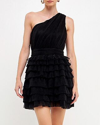 Cocktail & Party Endless Rose Tiered Tulle Mini Dress Black Women's L