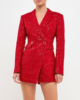 Cocktail & Party Endless Rose Premium Tweed Blazer Romper Red Women's S