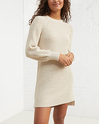 Casual Upwest Cozy Crewneck Sweater Mini Dress Neutral Women's L