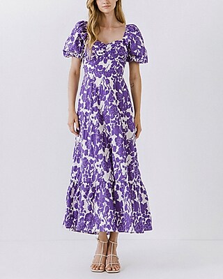 Cocktail & Party Free The Roses Floral Print Maxi Dress Purple Women's S