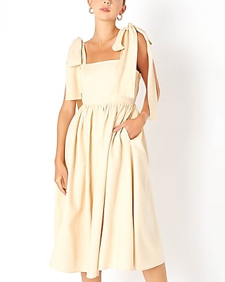 Cocktail & Party Endless Rose Bow Shoulder Tie Midi Dress Brown Women's S