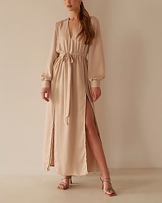 Cocktail & Party Nana's AphroditÃ© V-Neck Balloon Sleeve Maxi Dress Neutral Women's S