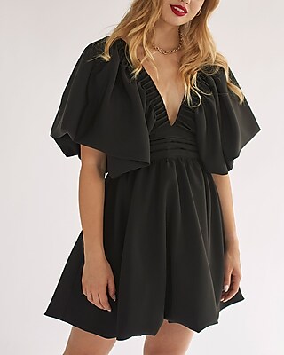 Cocktail & Party Nana's Gaia Puff Sleeve Mini Dress Black Women's XS