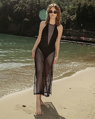 Casual Nana's Tropea Halter Sheer Midi Dress