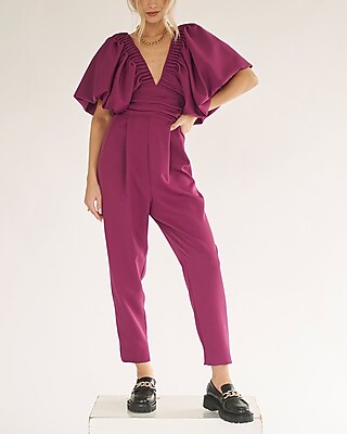 Cocktail & Party Nana's Gaia Puff Sleeve Jumpsuit Pink Women's S