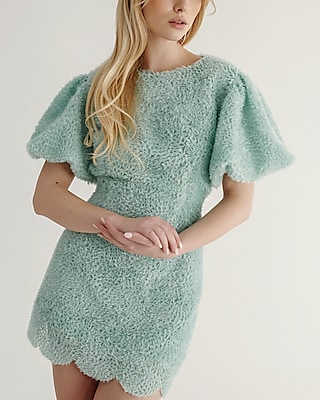 Cocktail & Party Nana's Dream Open Back Puff Sleeve Mini Dress Blue Women's M