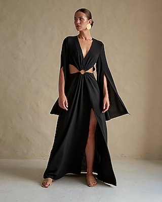 Cocktail & Party Nana's Athena Long Sleeve Maxi Dress Black Women's M