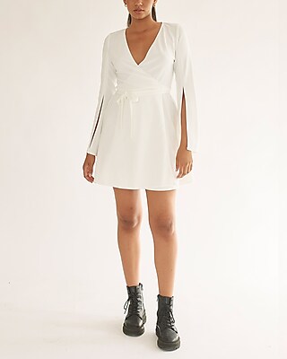 Cocktail & Party Nana's Tina Long Sleeve Wrap Mini Dress White Women's S