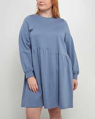 Casual English Factory Plus Size Knit Unbalanced Seam Mini Dress