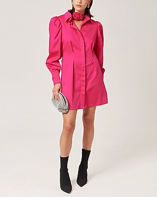 Cocktail & Party Nana's Long Sleeve Mastermind Shirt Mini Dress Pink Women's S