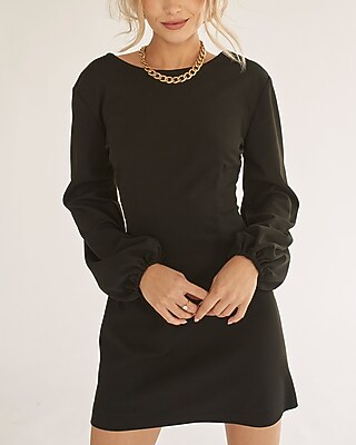 Cocktail & Party Nana's Long Puff Sleeve Amira Mini Dress Black Women's M