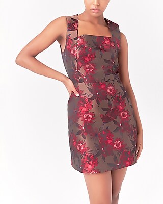 Cocktail & Party Endless Rose Sleeveless Floral Jacquard Mini Dress Multi-Color Women's M