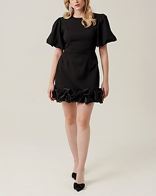 Cocktail & Party Nana's Short Puff Sleeves Emma Ruffle Mini Dress