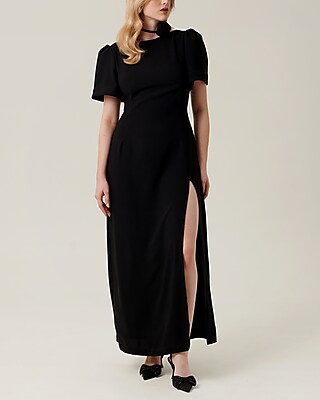 Cocktail & Party Nana's Short Sleeve Rose Celine Maxi Dress Black Women's XS