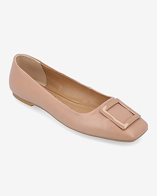 Journee Collection Tru Comfort Square Buckle Flats Brown Women's 7