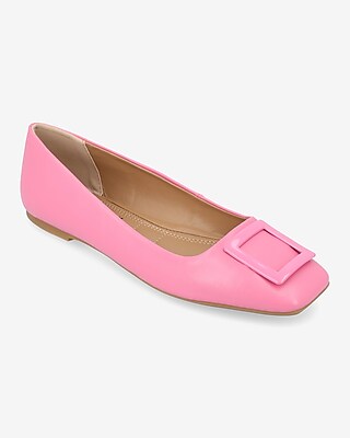 Journee Collection Tru Comfort Square Buckle Flats Pink Women's 9.5
