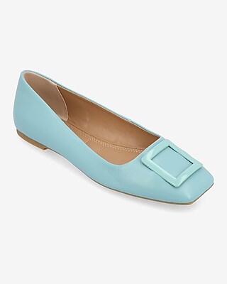 Journee Collection Tru Comfort Square Buckle Flats Blue Women's 9.5