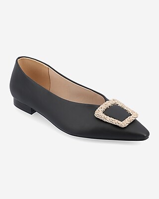 Journee Collection Elowen Pointed Toe Flats Black Women's 8.5