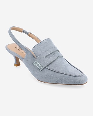 Journee Collection Amory Slingback Kitten Heel Pumps Blue Women's 10