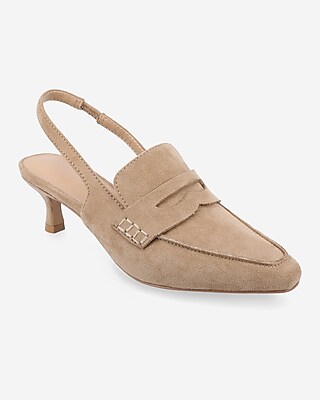 Journee Collection Amory Slingback Kitten Heel Pumps Brown Women's 6