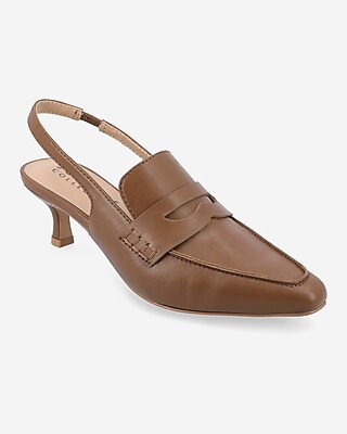 Journee Collection Amory Slingback Kitten Heel Pumps Brown Women's 5.5