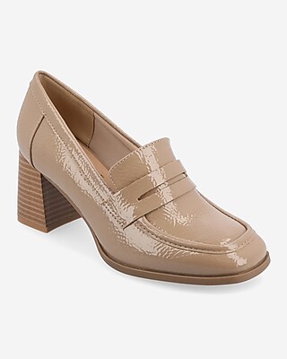 Journee Collection Malleah Loafer Faux Leather Pumps Brown Women's 6