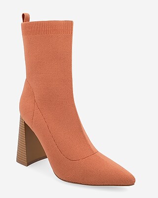 Journee Collection Noralinn Sock Booties Orange Women's 10