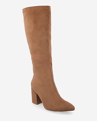 Journee Collection Ameylia Multi-Calf Size Tall Heeled Boots Brown Women's 7 Extra-Wide-Calf