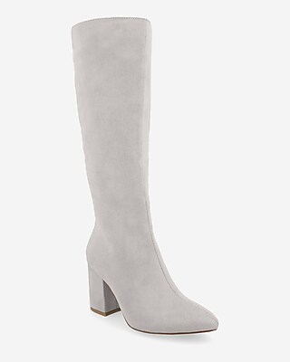 Journee Collection Ameylia Multi-Calf Size Tall Heeled Boots Gray Women's 7.5 Extra-Wide-Calf