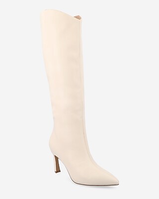 Journee Collection Rehela Multi-Calf Size Heeled Tall Boots White Women's 8.5
