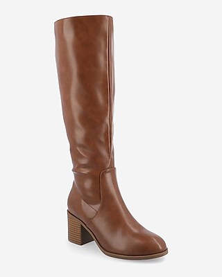 Journee Collection Romilly Multi-Calf Size Heeled Tall Boots Brown Women's 7.5