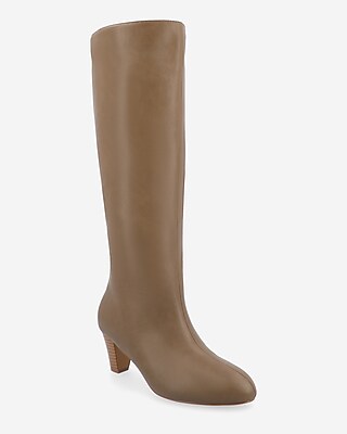 Journee Collection Jovey Faux Leather Multi-Calf Size Heeled Tall Boots Brown Women's 8.5