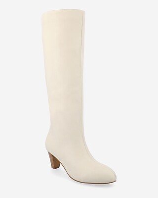 Journee Collection Jovey Faux Leather Multi-Calf Size Heeled Tall Boots White Women's 11