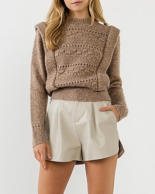 Endless Rose Chunky Wool Knit Sweater Brown Women's M