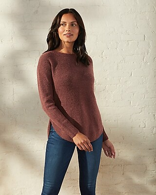 Upwest Curved Hem Crewneck Sweater Red Women's S