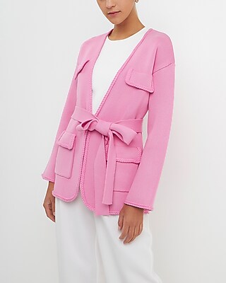 Endless Rose Braid Trim Edge Cardigan Pink Women's XS