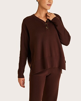 Alala Spencer Oversized Button Front Knit Sweater Brown Women's M