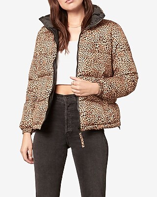 Image of Bb Dakota Animal Print Reversible Puffer Jacket Animal Print Women's XS