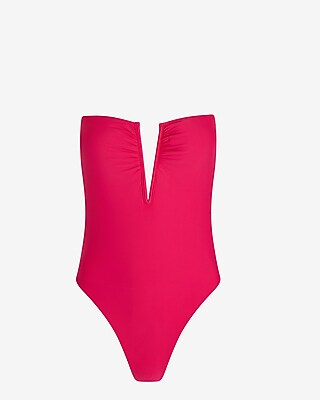 Ruched V-Wire Halter Body Contour One-Piece Swimsuit