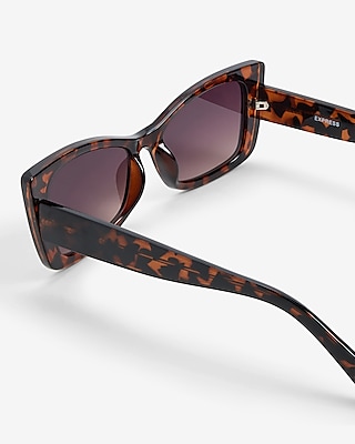 Tortoise Pointed Rectangle Frame Sunglasses