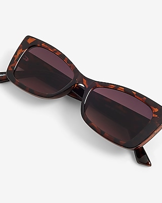 Tortoise Pointed Rectangle Frame Sunglasses