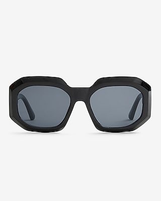 Express square frame sunglasses Express black square sunglasses with black frame and... | Depop main image 4