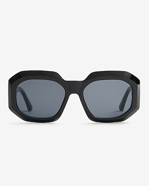 Angular Square Frame Sunglasses Women's Black