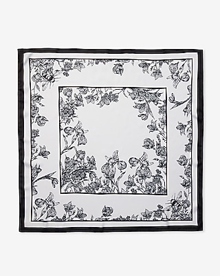 Satin Monochromatic Floral Border Scarf