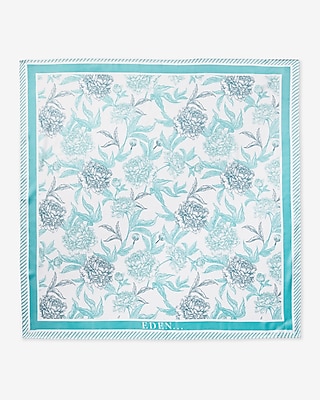 Satin Blue Floral Scarf