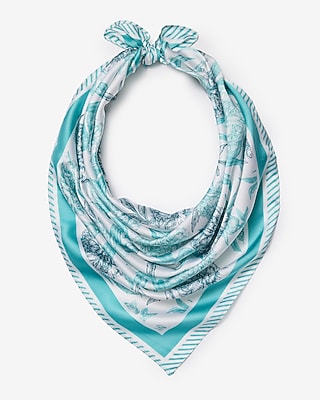 Satin Blue Floral Scarf