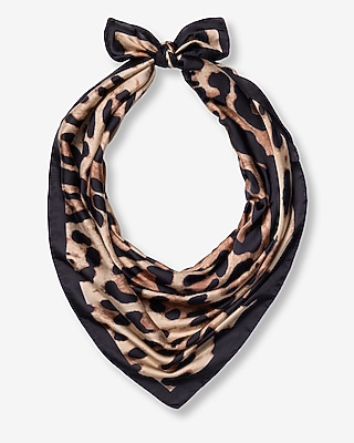 Satin Leopard Print Scarf