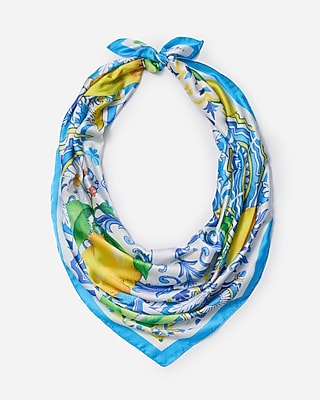 Satin Lemon Print Scarf